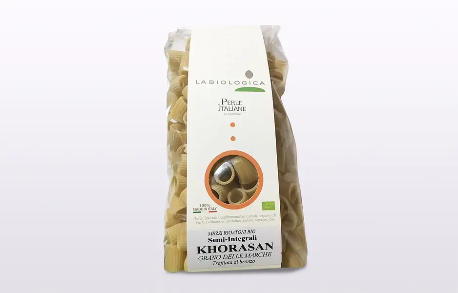 Mezzi rigatoni de blé biologique de Khorasan 