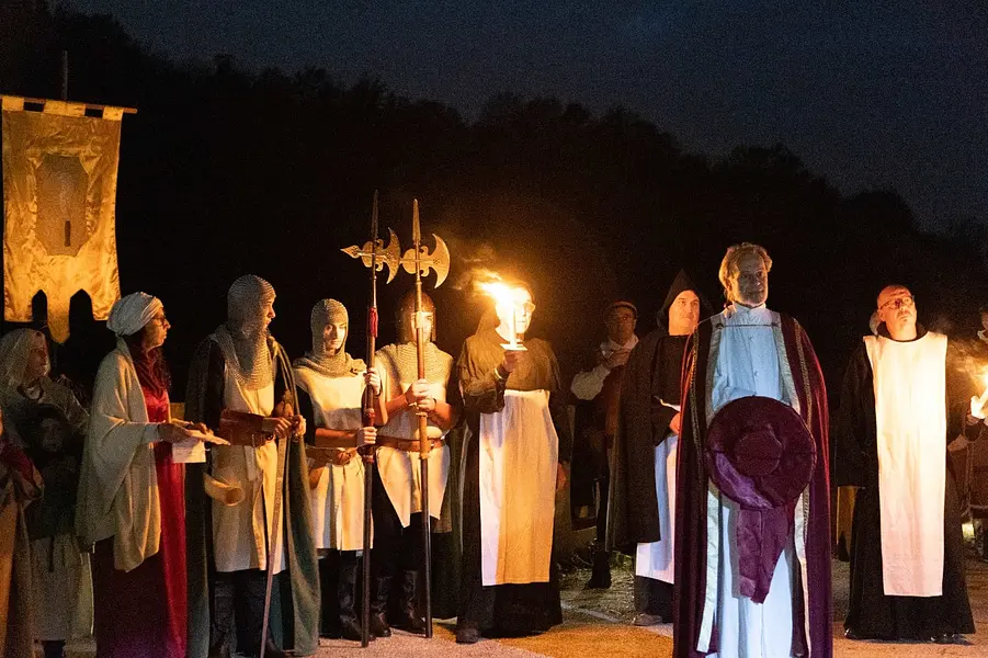 The traveling medieval nativity scene in the village of Bocchignano